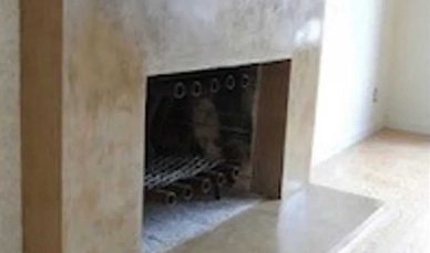 Venetian stucco finish sample on fireplace
